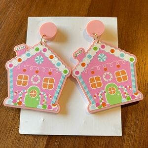 Pink Gingerbread House Earrings!